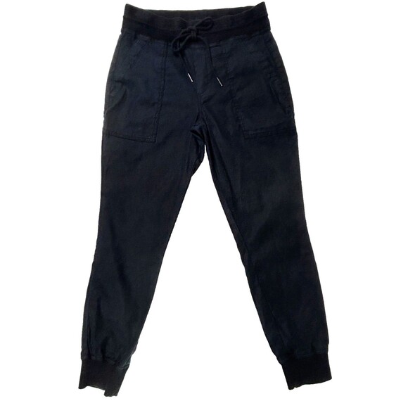 Level 99 Gabrielle Linen & Lyocell Drawstring Pants Cuffed Joggers Black XS EUC - Picture 2 of 9